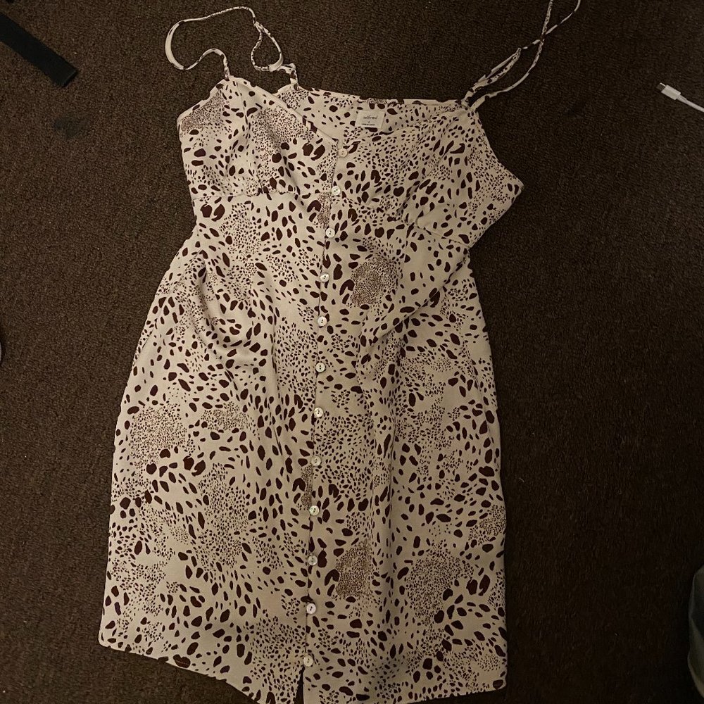 white and brown aritzia dress